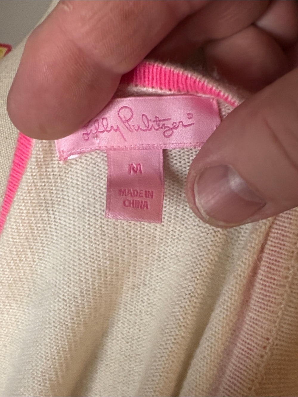 Lilly Pulitzer Ivory Sweater with Pink & Blue Llama Motif - Picture 4 of 6